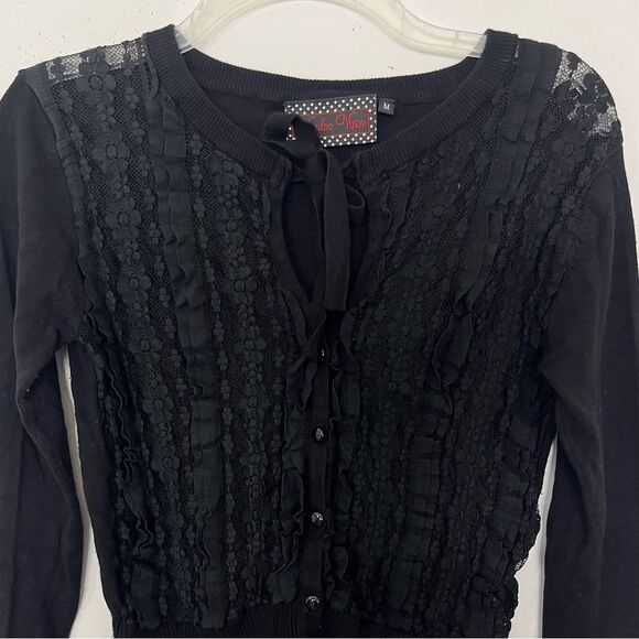 Voodoo Vixen Whimsigoth Lace Cardigan Size M Sheer Dark Romantic Fairy Witchy - Picture 2 of 9